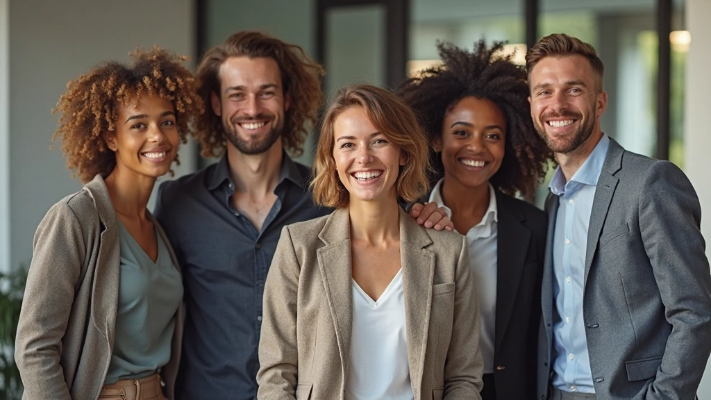 Professional team celebration representing successful multicultural collaboration and inclusion outcomes